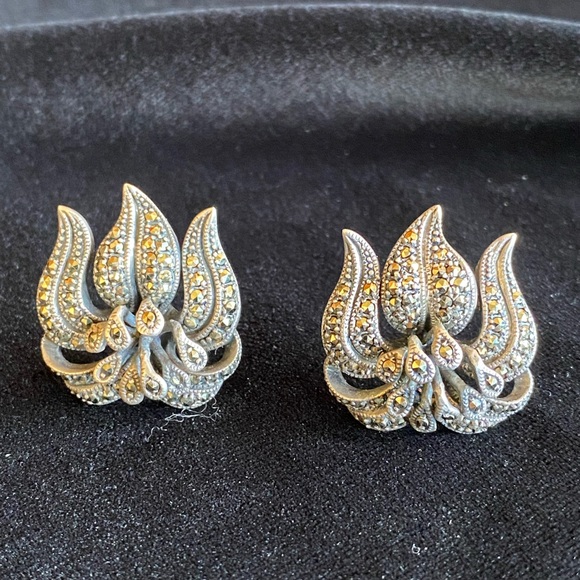 Vintage Jewelry - Vintage Marcasite Sterling Earrings